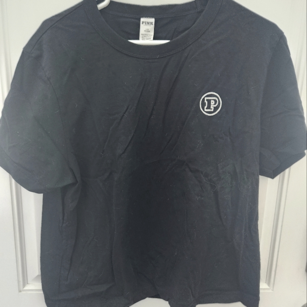 PINK Victoria's Secret Black Crew Neck Tee